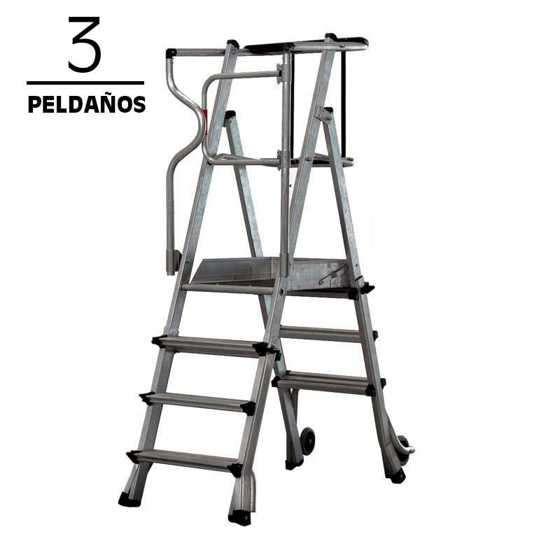 ESCALERA ALUMINIO PLEGABLE GUARDACUERPOS CON PLATAFORMA AIRMEC 3 PELDANOS