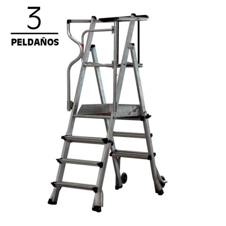 ESCALERA ALUMINIO PLEGABLE GUARDACUERPOS CON PLATAFORMA AIRMEC 3 PELDANOS