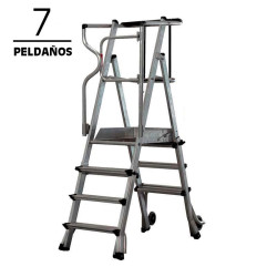 ESCALERA ALUMINIO PLEGABLE GUARDACUERPOS CON PLATAFORMA AIRMEC 7 PELDANOS
