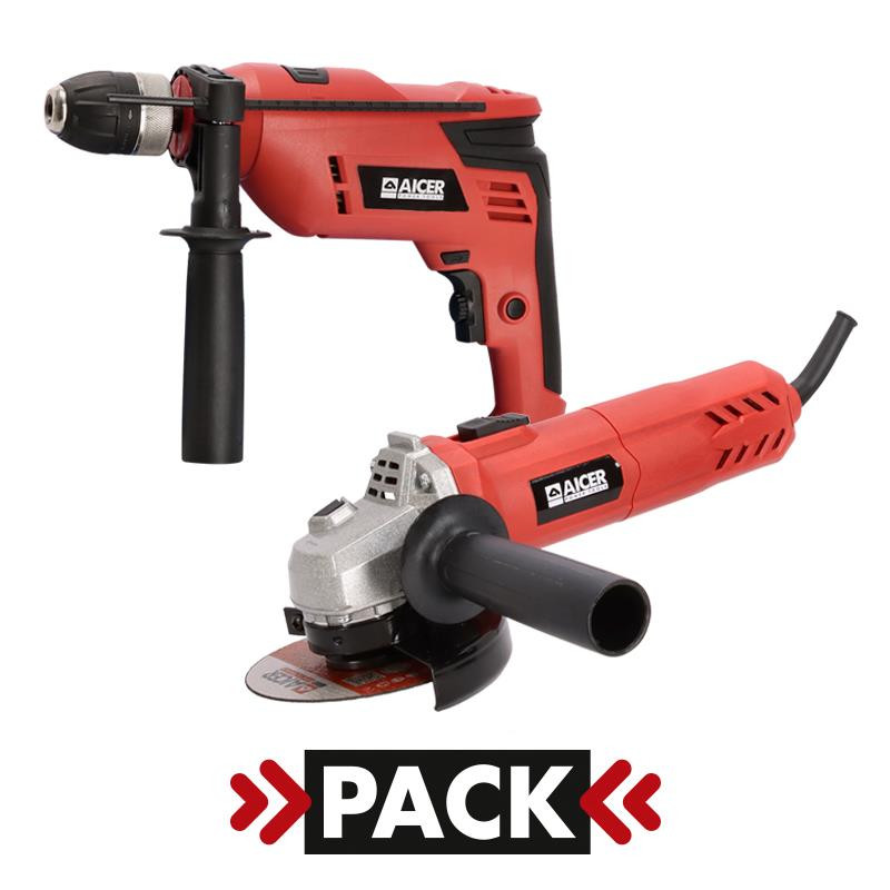PACK TALADRO PERCUTOR 800 W RADIAL 750 W AICER
