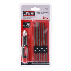 JUEGO DE 6 LIMAS CON MANGO 7 PCS PAMACON