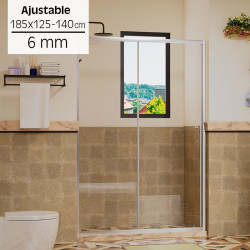 MAMPARA DUCHA FRONTAL AJUSTABLE BENOTTI 185X125 140CM 6MM