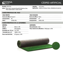 CESPED ARTIFICIAL SERIE GREEN DONNA GARDEN 30MM 2X5MTS