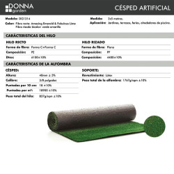 CESPED ARTIFICIAL SERIE GREEN DONNA GARDEN 40MM 2X5MTS