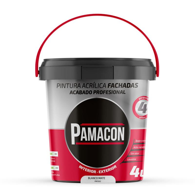 PINTURA ACRILICA PRO INTERIOR EXTERIOR 4 LITROS BLANCO MATE PAMACON