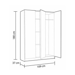 ARMARIO MULTIUSOS ESCOBERO 3P 180X109X37CM BLANCO MOMI