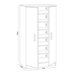 ZAPATERO ARMARIO 2P 6 BALDAS 108X55X36CM ROBLE CANADIAN MOMI
