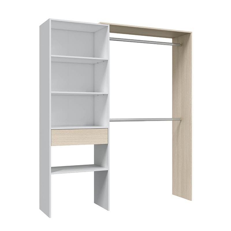 VESTIDOR ARMARIO CON ESTANTERIA 187X158X40CM BLANCO ROBLE MOMI