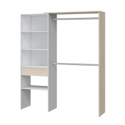 VESTIDOR ARMARIO CON ESTANTERIA 187X158X40CM BLANCO ROBLE MOMI