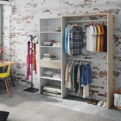 VESTIDOR ARMARIO CON ESTANTERIA 187X158X40CM BLANCO ROBLE MOMI