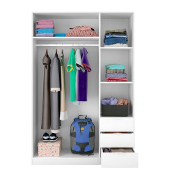 ARMARIO 3P 3CAJONES 180X121X52CM BLANCO MOMI