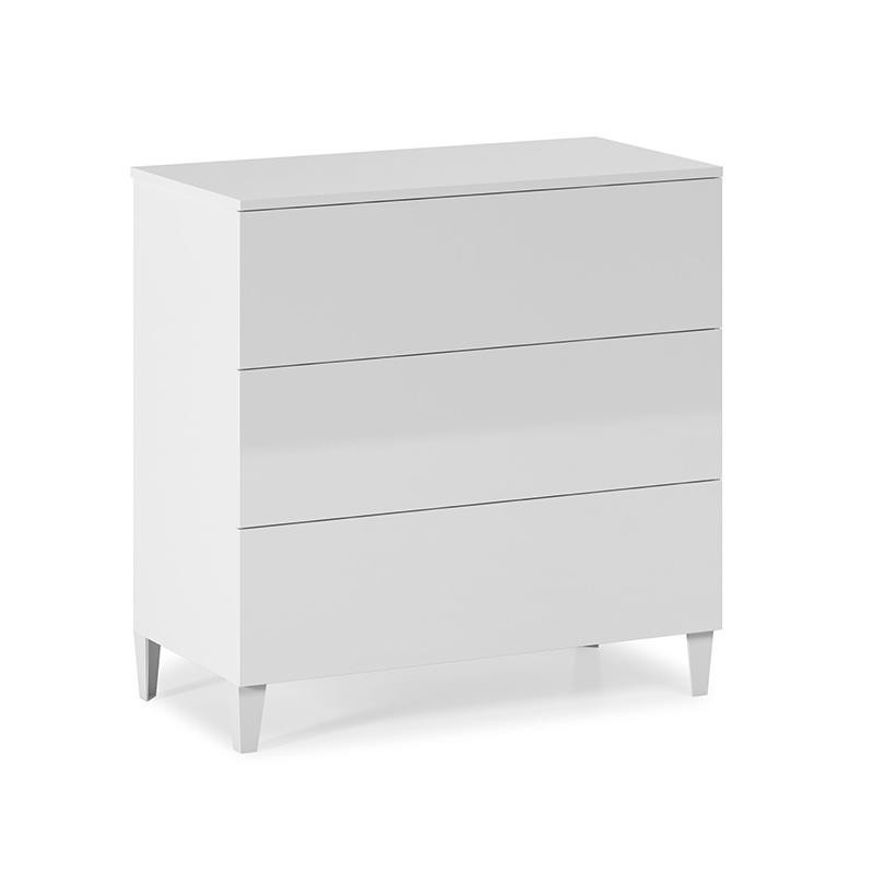 COMODA 3 CAJONES 80X80X40CM BLANCO BRILLO MOMI