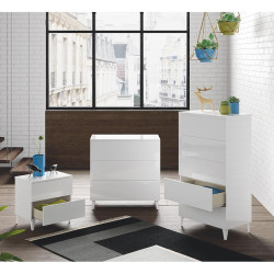 COMODA 5 CAJONES 117X61X40CM BLANCO BRILLO MOMI