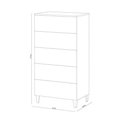COMODA 5 CAJONES 117X61X40CM BLANCO BRILLO MOMI